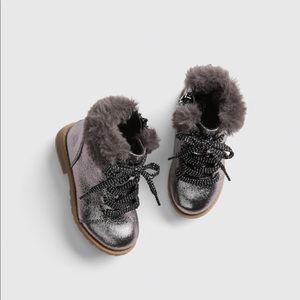 Metallic Fur- Trim Ankle Boot - TODDLER